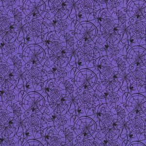 Holiday Fabric |  1yd Bewitched Spider Web Purple Halloween Cotton Fabric