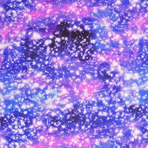 Holiday Fabric |  1yd Blue & White Night Sky Fireworks Patriotic Cotton Fabric