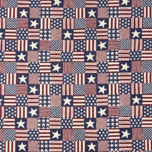 Holiday Fabric |  1yd Blue & White Patch Stars Patriotic Cotton Fabric