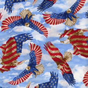 Holiday Fabric |  1yd Eagles Pattern Trap Flag Patriotic Cotton Fabric