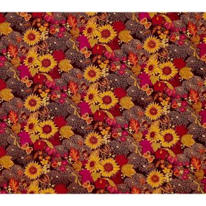 Holiday Fabric |  1yd Harvest Floral Prints Metallic Cotton Fabric