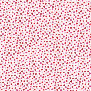 Holiday Fabric |  1yd Hearts on White Valentine’s Day Glitter Cotton Fabric