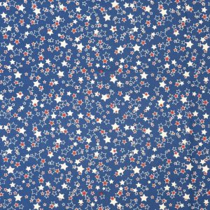 Holiday Fabric |  1yd Line Drawn Stars on Blue Patriotic Cotton Fabric