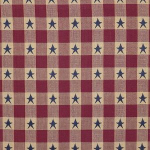 Holiday Fabric |  1yd Navy Stars on Red Plaid Patriotic Cotton Fabric