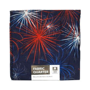 Holiday Fabric |  1yd Packed Fireworks On Stars Blue Cotton Fabric Quarter