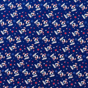 Holiday Fabric |  1yd Patriotic Dog Icons Jersey Knit Fabric