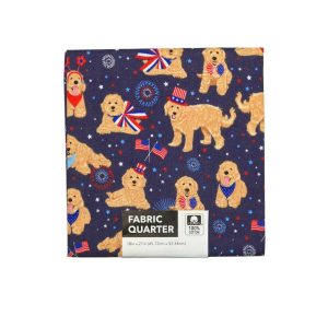 Holiday Fabric |  1yd Patriotic Golden Doodles Cotton Fabric Quarter