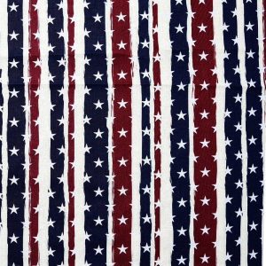 Holiday Fabric |  1yd Patriotic Stars On Red White & Blue Vertical Stripes Fabric