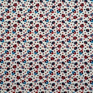 Holiday Fabric |  1yd Popsicles & Fruit on White Patriotic Glitter Cotton Fabric