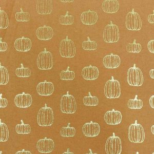 Holiday Fabric |  1yd Pumpkins on Orange Fall Foil Flannel Fabric