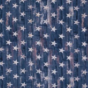 Holiday Fabric |  1yd Rustic Stars on Blue Plank Patriotic Cotton Fabric