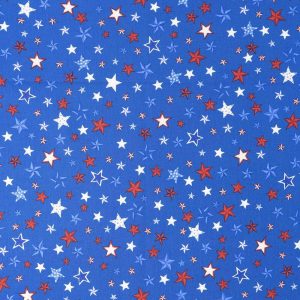 Holiday Fabric |  1yd Scattered Stars on Blue Patriotic Cotton Fabric