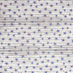 Holiday Fabric |  1yd Stars on White Wood Plank Patriotic Cotton Fabric