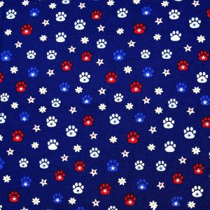 Holiday Fabric |  1yd Stars & Paws on Blue Patriotic Cotton Fabric