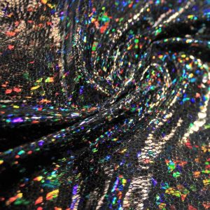 Holiday Fabric |  1yd The Witching Hour Hologram Foil Mini Scale Black Halloween Fabric