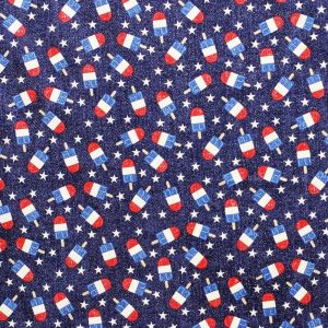 Holiday Fabric |  1yd Tossed Popsicles Keepsake Glitter Cotton Fabric