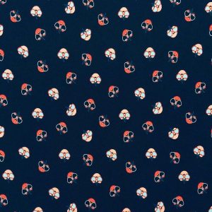 Holiday Fabric |  1yd USA Strawberries on Blue Interlock Knit Fabric