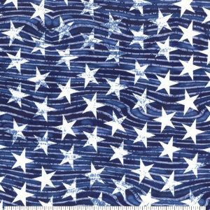 Holiday Fabric |  1yd Wavy Star Blue Pearl Patriotic Cotton Fabric