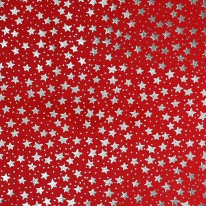 Holiday Fabric |  1yd White & Red Star Patriotic Foil Cotton Fabric