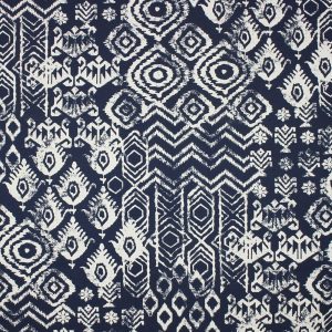 Home Decor Fabric |  1yd Atena Indigo Geometric Outdoor Fabric