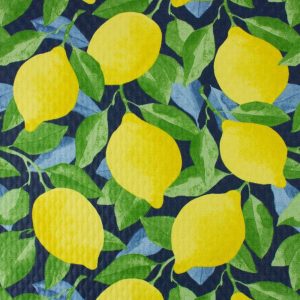 Home Decor Fabric |  1yd Citrus Sapphire Lemons Diamond Tech Outdoor Fabric