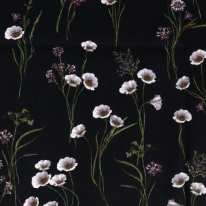 Home Decor Fabric |  1yd Dainty Florals Onyx Cotton Canvas Fabric