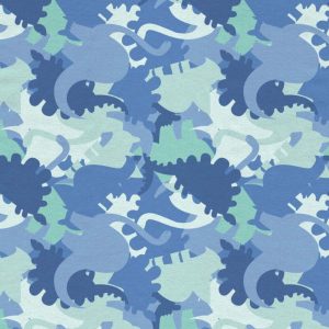 Kids Fabric |  1yd Blue Dinosuarsaur Camouflage Nursery Flannel Fabric