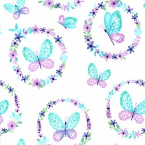 Kids Fabric |  1yd Butterfly Wreath Nursery Flannel Fabric