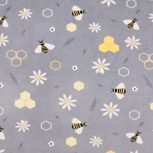 Kids Fabric |  1yd Geometric Bees Nursery Soft & Minky Fabric