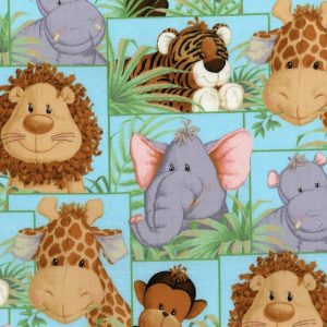 Kids Fabric |  1yd Jungle Babies Patch Nursery Cotton Fabric