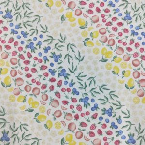 Kids Fabric |  1yd Mixed Fruit on White Nursery Flannel Fabric