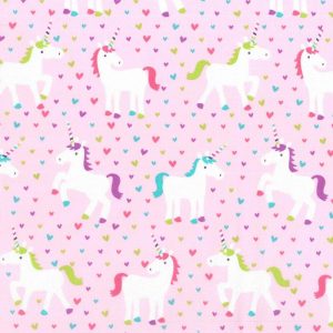 Kids Fabric |  1yd Unicorns & Hearts Cotton Fabric