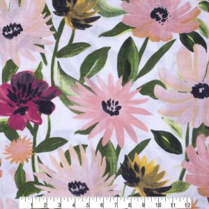 Kids Fabric |  1yd Watercolor Large Floral Nursery Swaddle Fabric