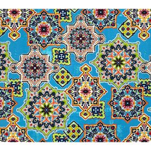 Outdoor Fabric |  1yd Medallion Prints on Blue Outdoor Fabric