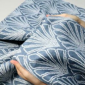 Outdoor Fabric |  1yd Shell Ocean Blue Jacquard Outdoor Fabric