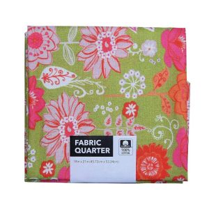 Precuts |  1yd 18″ x 21″ Floral on Green Cotton Fabric Quarter 1pc