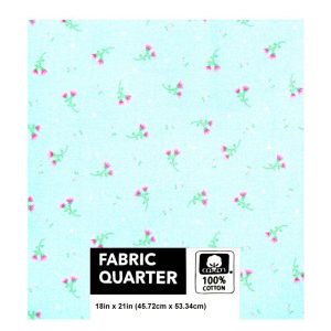 Precuts |  1yd 18″ x 21″ Floral on Spa Cotton Fabric Quarter 1pc