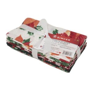 Precuts |  1yd 18″ x 21″ Poinsettias Christmas Cotton Fabric Quarters 5ct