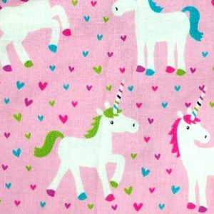 Precuts |  1yd 18″ x 21″ Unicorns & Hearts on Pink Cotton Fabric Quarter 1pc