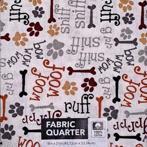 Precuts |  1yd 18″ x 21″ Woof on White Cotton Fabric Quarter 1pc