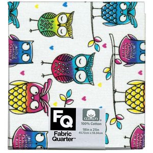 Precuts |  1yd Assorted Owls 1 Piece Cotton Fabric Quarter