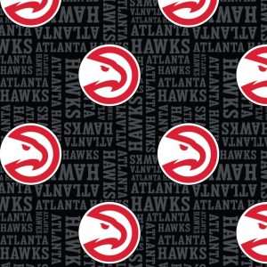 Sports & Team Fabric |  1yd Atlanta Hawks Toss Wordmark NBA Fleece Fabric