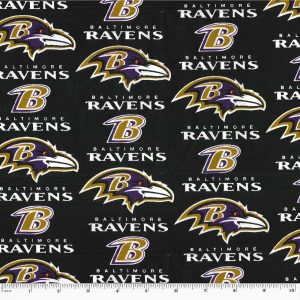 Sports & Team Fabric |  1yd Baltimore Ravens Cotton Fabric  Logo