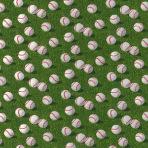 Sports & Team Fabric |  1yd Baseballs On Grass Cotton Fabric