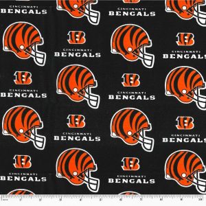 Sports & Team Fabric |  1yd Cincinnati Bengals Cotton Fabric Helmet Logo