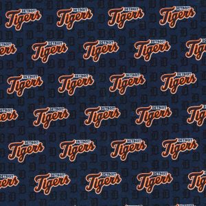 Sports & Team Fabric |  1yd Detroit Tigers Cotton Fabric Mini Print