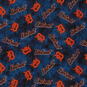 Sports & Team Fabric |  1yd Detroit Tigers Flannel Fabric Tie Dye