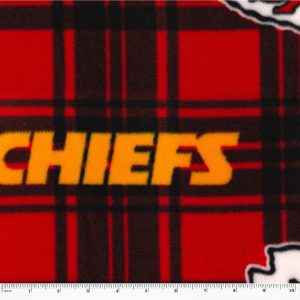 Sports & Team Fabric |  1yd Kansas City Chiefs Fleece Fabric Plaid