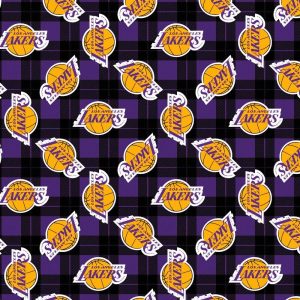 Sports & Team Fabric |  1yd NBA Los Angeles Lakers Plaid Logo Cotton Fabric