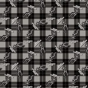 Sports & Team Fabric |  1yd NBA San Antonio Spurs Plaid Logo Cotton Fabric